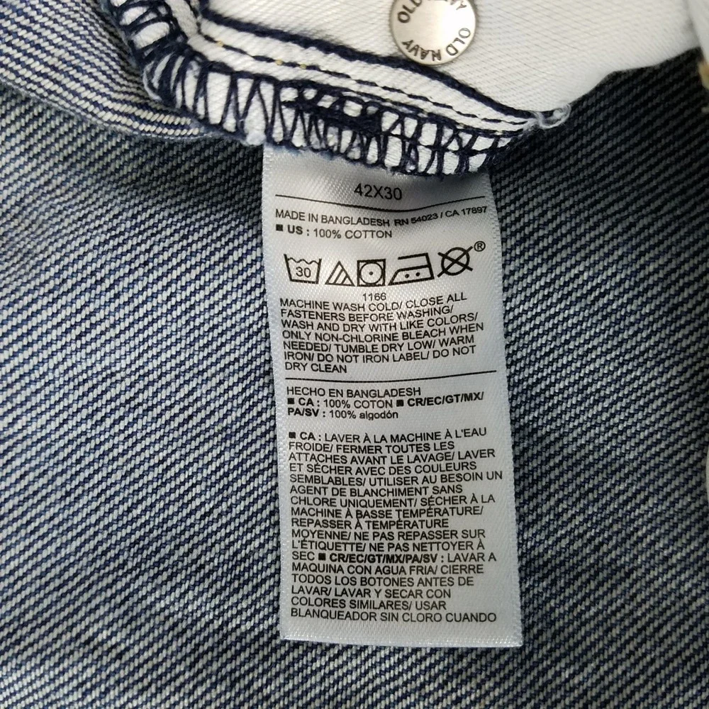 Old‎ Navy Mens 42x30 Straight Dark Wash Blue Denim Jeans Cotton Casual